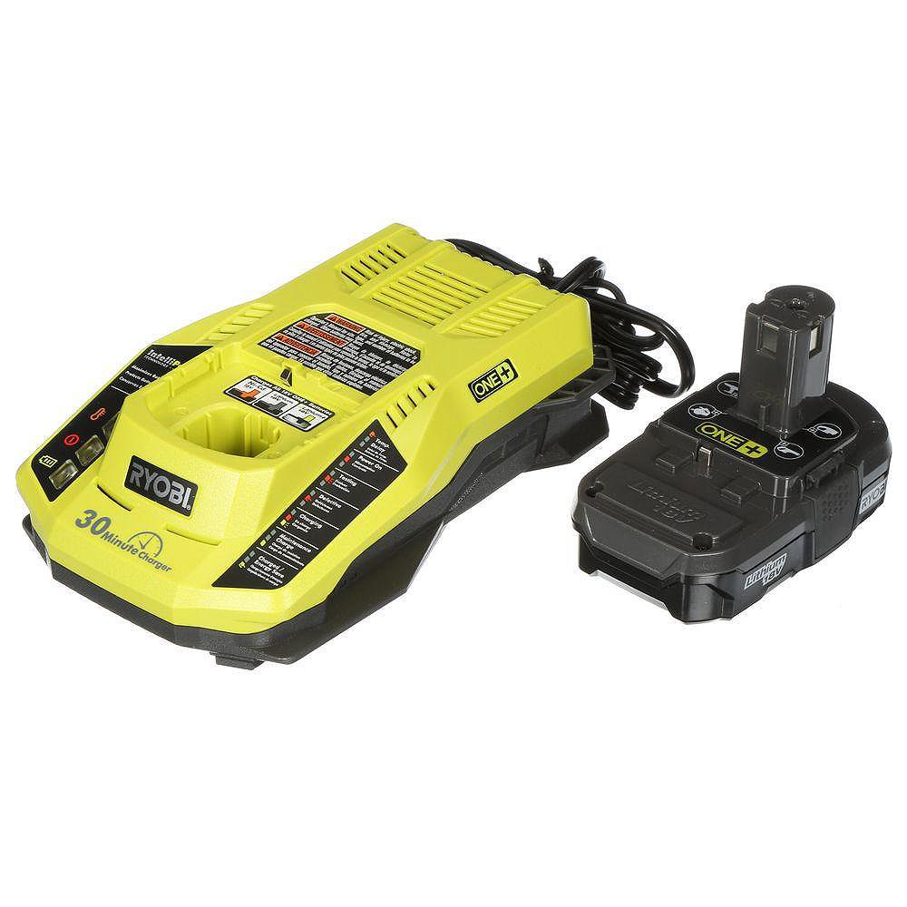 Ryobi 18v One Lithium Ion Battery And Intelliport Charger Starter Kit The Home Depot Canada