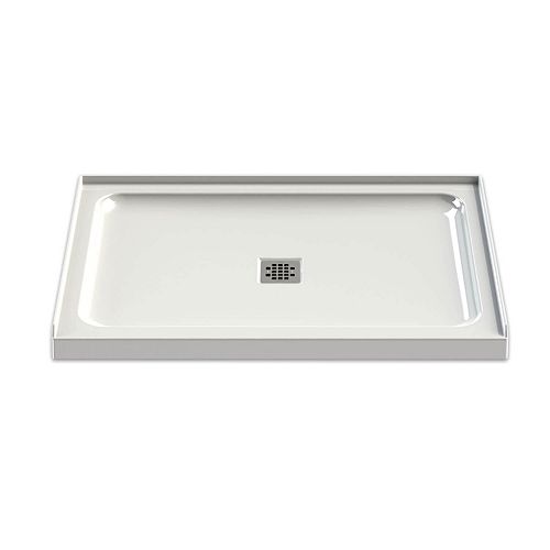 Olympia 48L x 32W x 3H Rectangular Shower Base with Square Drain in White