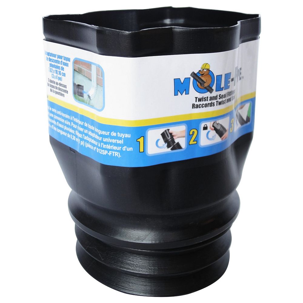 MOLEPipe Twist And Seal 3x4 Downspout Adapter The Home Depot Canada