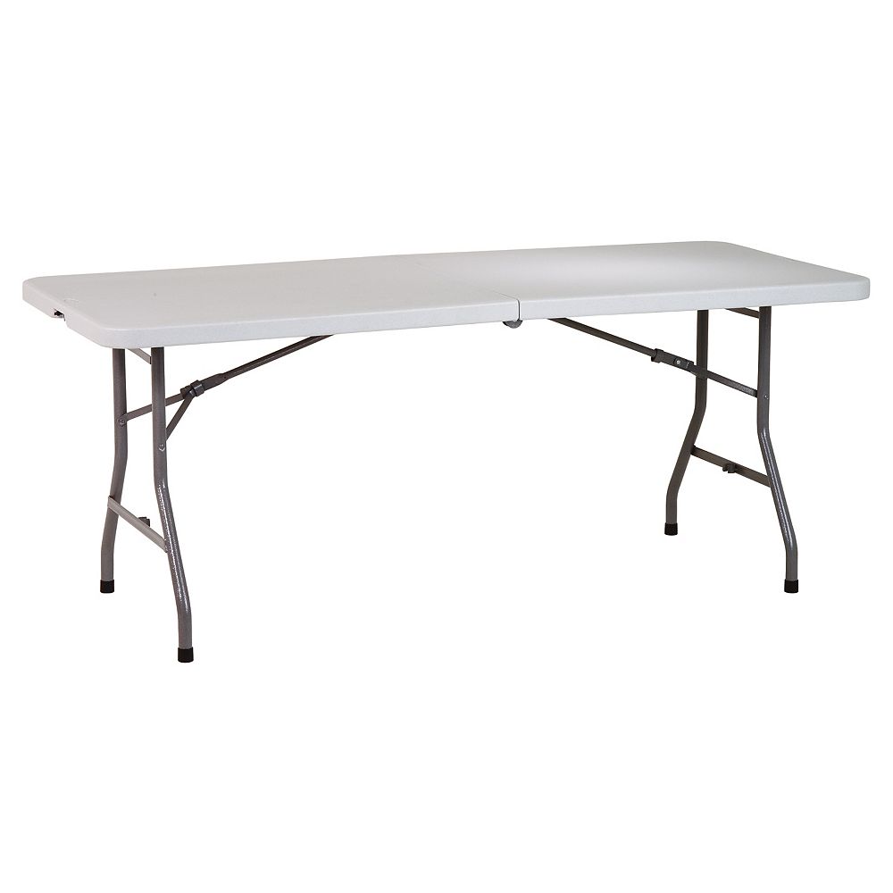 Office Star 6 Ft Resin Center Fold Multi Purpose Table | The Home Depot ...