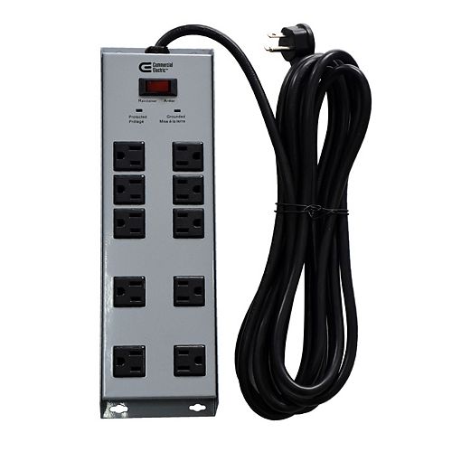 15 ft. 10-Outlet Metal Surge Protector Cord