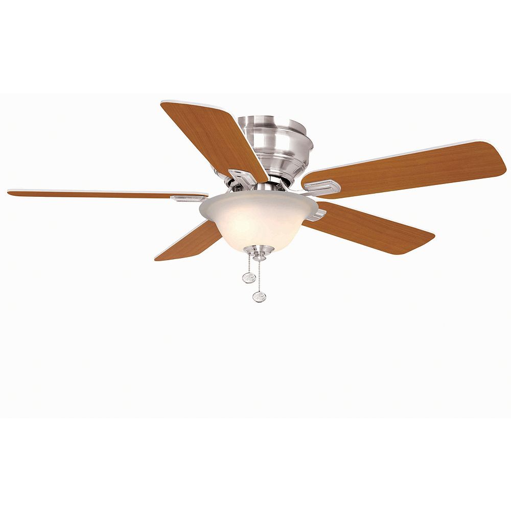Hampton Bay Hawkins 44 Inch 5 Blade Brushed Nickel Indoor Ceiling Fan With Light Kit And R The Home Depot Canada