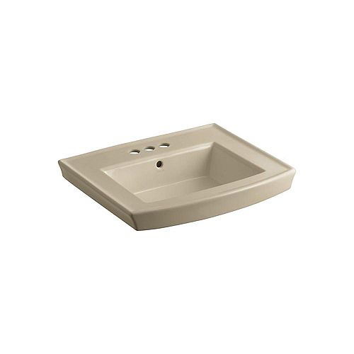 KOHLER Archer 24-inch L x 20 1/2-inch W Bathroom Pedestal Sink Basin with 4-inch Centres