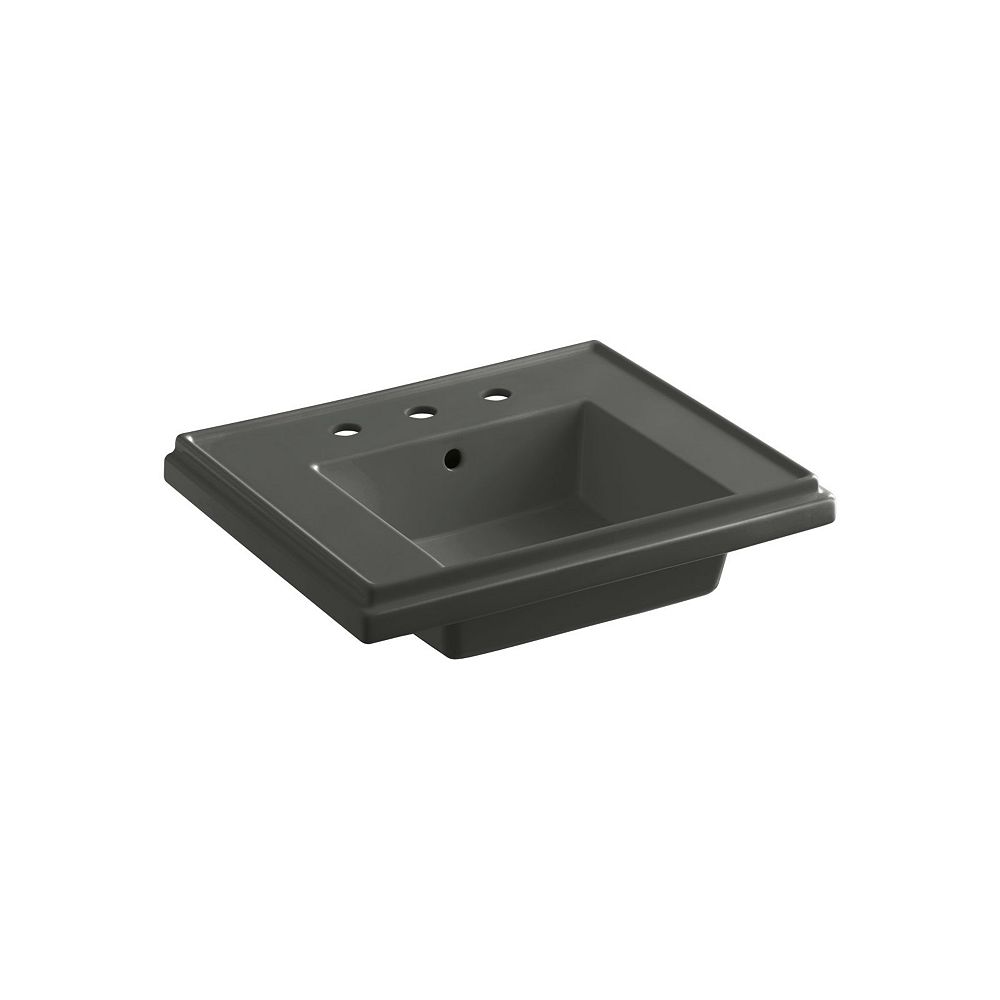 KOHLER Tresham 24inch 8inch Widespread Rectangular Pedestal Sink Basin with Overflow Dr