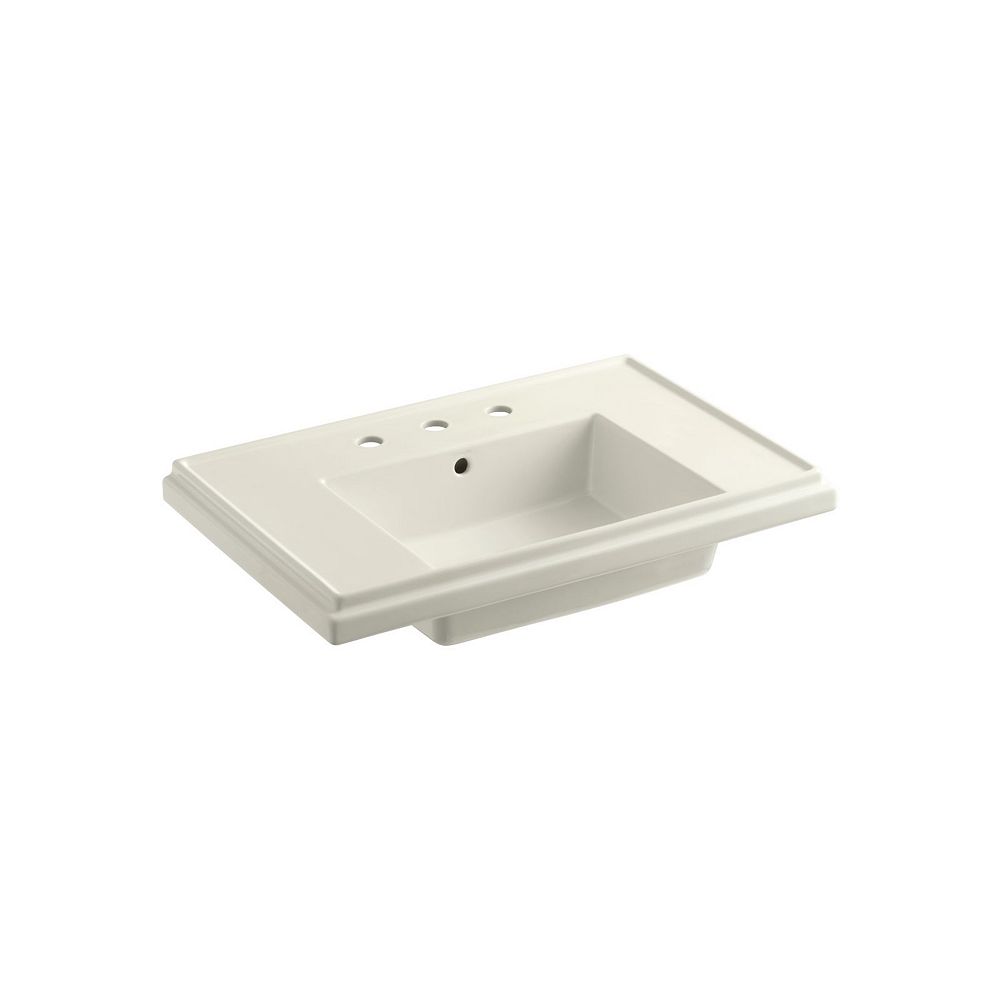 KOHLER Tresham 30inch 8inch Widespread Rectangular pedestal Sink Basin with Overflow Dr