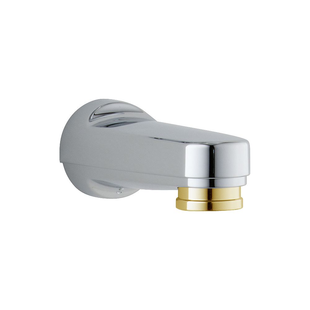Delta Pulldown Diverter Tub Spout in Chrome & Polished Brass The