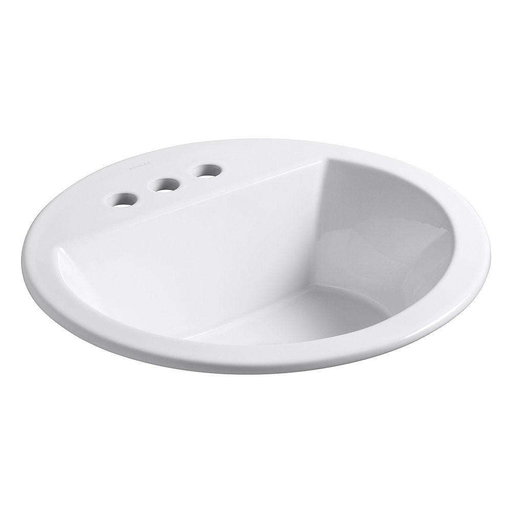 Kohler Bryantr Round Drop In Bathroom Sink With 4 Inch Centerset Faucet Holes The Home Depot Canada