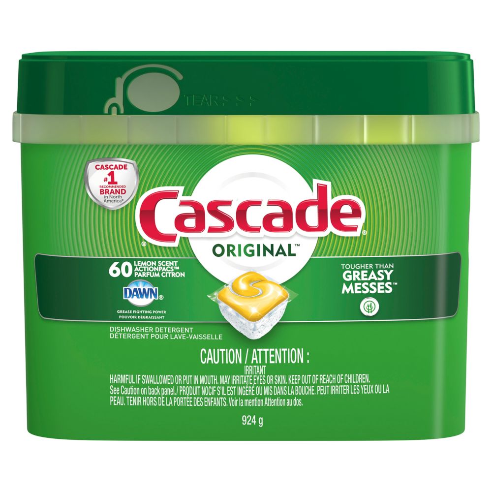 Cascade Dishwasher Detergent ActionPacs, Lemon Scent (60Count) The