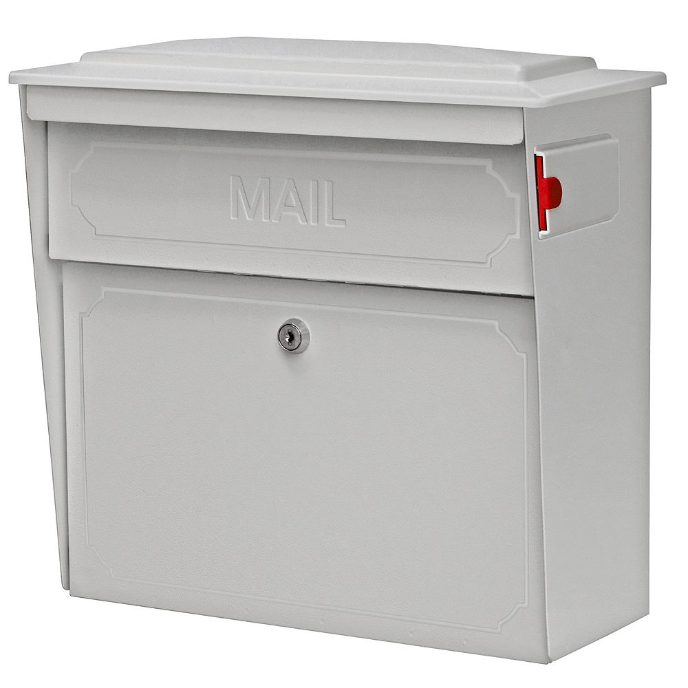 Mail Boss White Townhouse Wall Mount Locking Mailbox The Home Depot