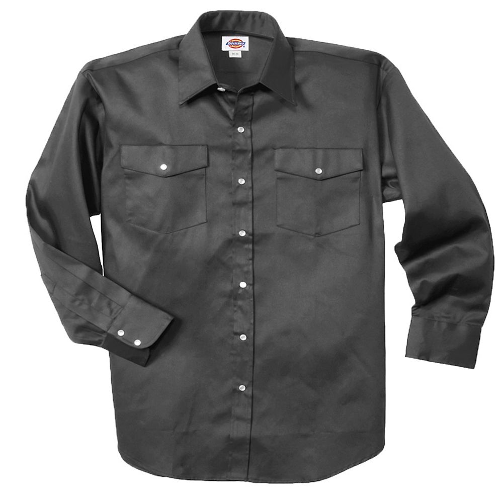 Dickies 1221 Long Sleeve Snap Front Work Shirt - Large | The Home Depot