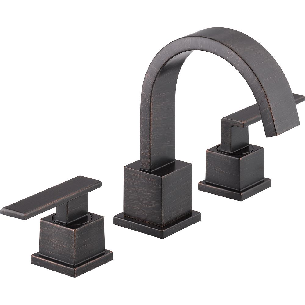 Delta Vero Widespread 8 Inch 2 Handle High Arc Bathroom Faucet In Bronze With Lever Hand 3249