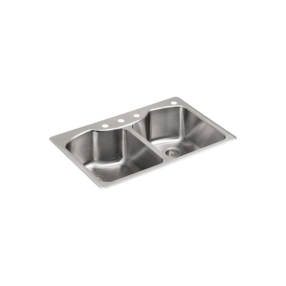 KOHLER Octave Top-Mount Double Bowl Kitchen Sink in ...