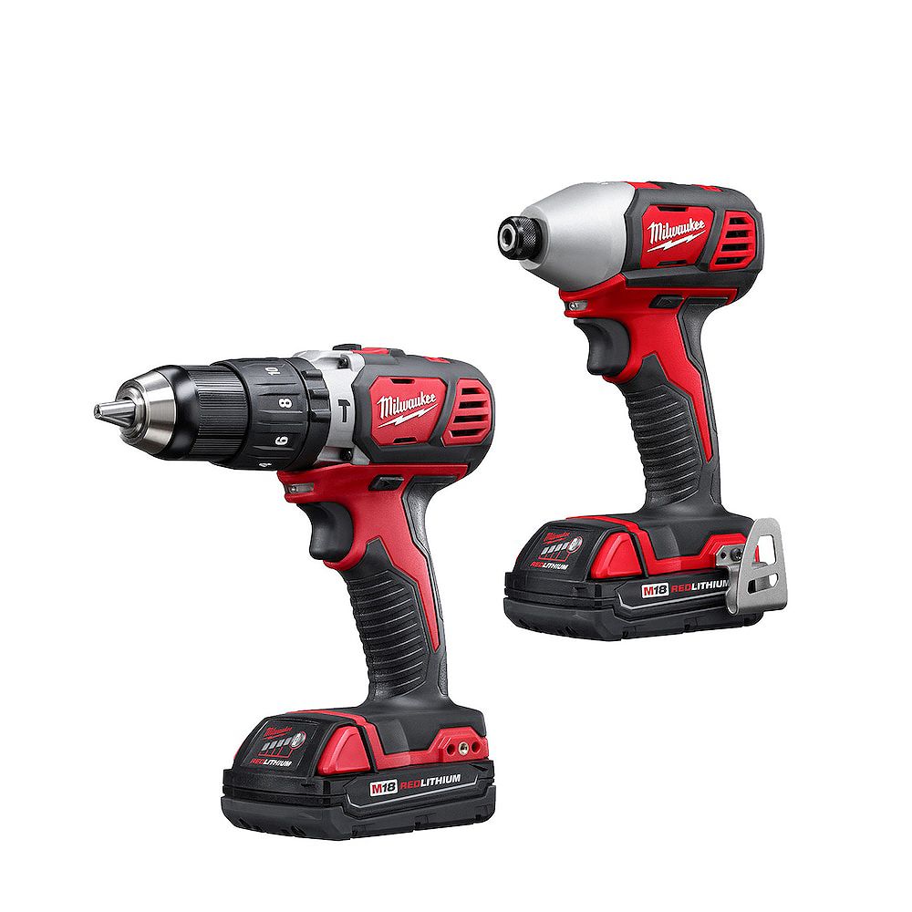 Milwaukee Tool M18 18v Lithium Ion Cordless Hammer Drill Impact Driver Combo Kit 2 Tool The Home Depot Canada