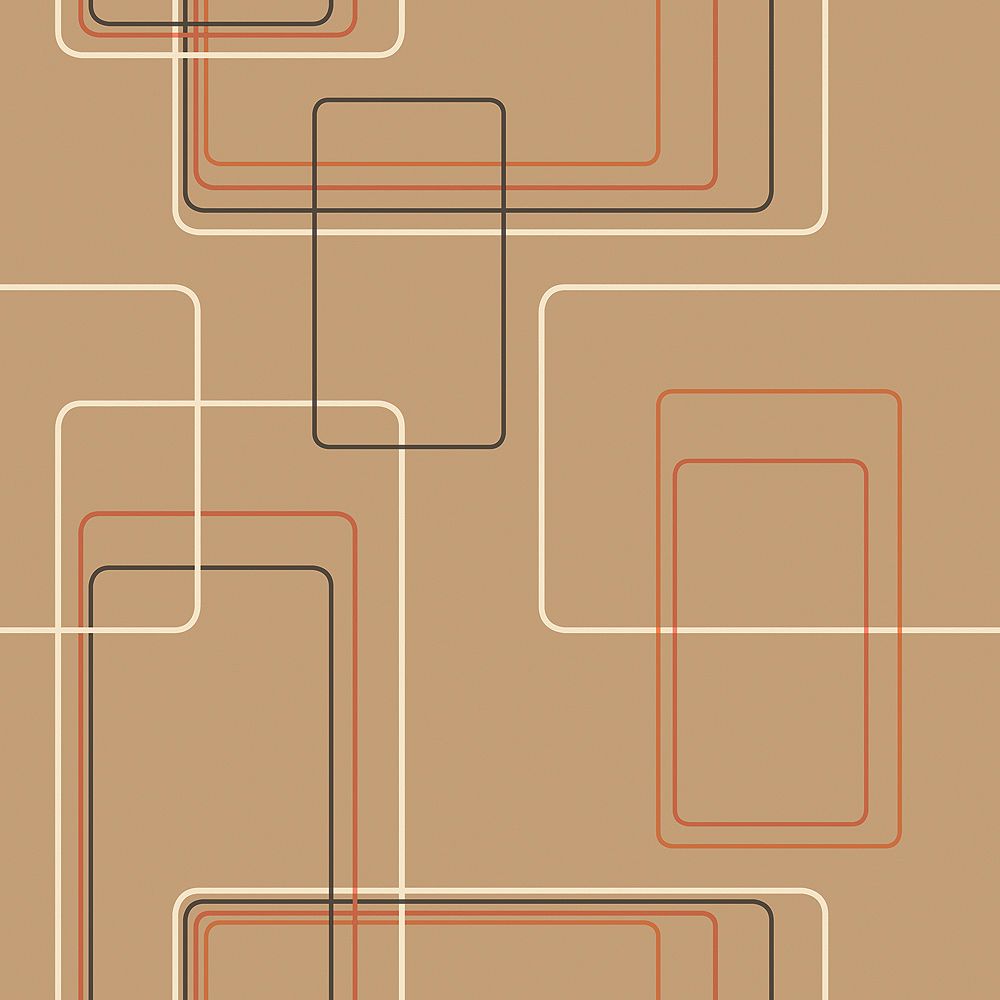 The Wallpaper Company 20.5 In. W Caramel Modern Retro Graphic Rectangle