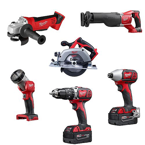 M18 18V Lithium-Ion Cordless Combo Tool Kit (6-Tool) w/(2) 3.0 Ah Batteries, (1) Charger, (1) Tool Bag