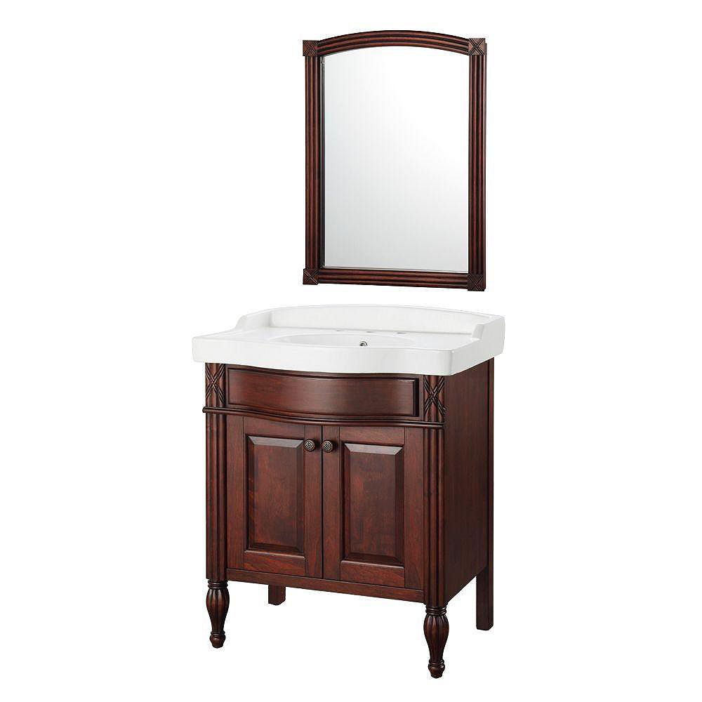 Foremost Odienne 32 Inch W X 22 Inch D Bath Vanity In Walnut With Vitreous China Top In Wh The Home Depot Canada