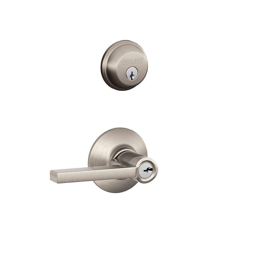 Schlage Latitude Satin Nickel Single Keyed Entry Door Lever Combo Pack Rated Aaa The Home 3352