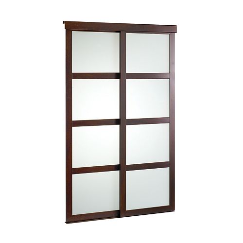 60-inch Espresso Framed Frosted Sliding Door