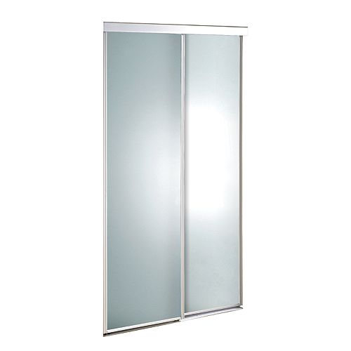 60-inch White Framed Frosted Sliding Door - Euroframe