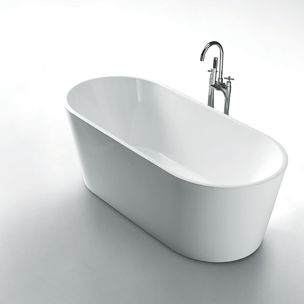 Jade Bath Kayden 67 Inch Acrylic Oval Freestanding Soaker Bathtub In ...