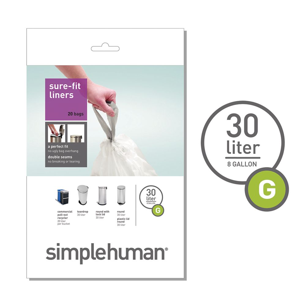 Simplehuman Trash Can Liner G 30L (20Pack) The Home Depot Canada
