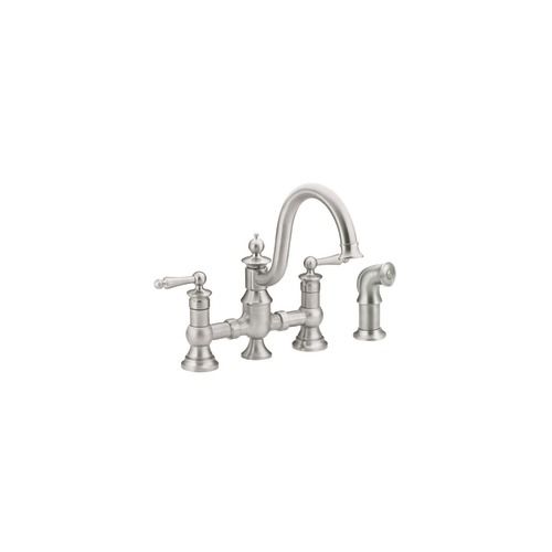 MOEN Waterhill 2 Handle High Arc Kitchen Faucet In Classic Stainless   P 1000760199 