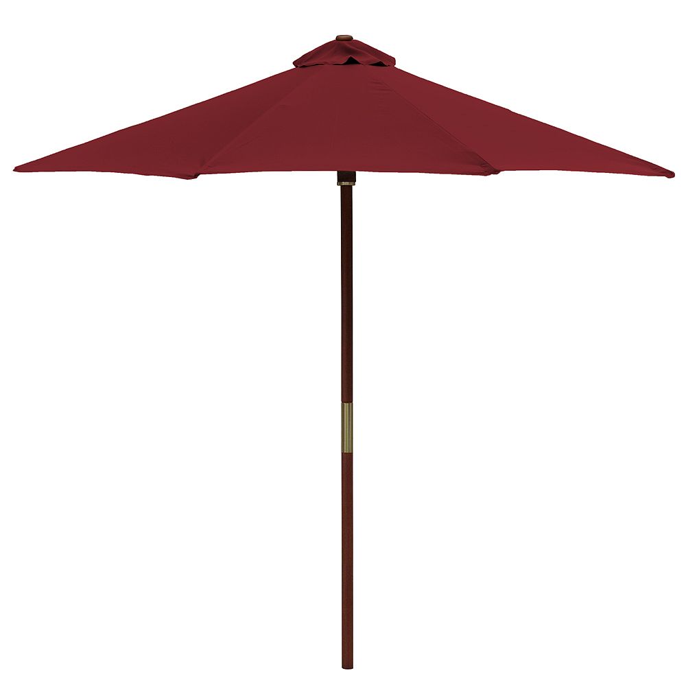 Hampton Bay Chili 9 Ft Wood Single Pulley Market Umbrella The Home Depot Canada