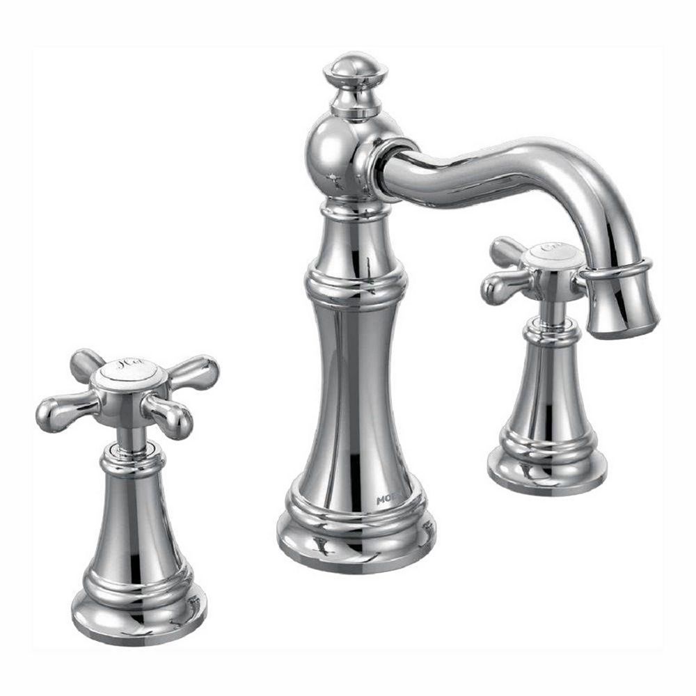 MOEN Weymouth 8-inch Widespread 2-Handle High-Arc Bathroom Faucet Trim ...