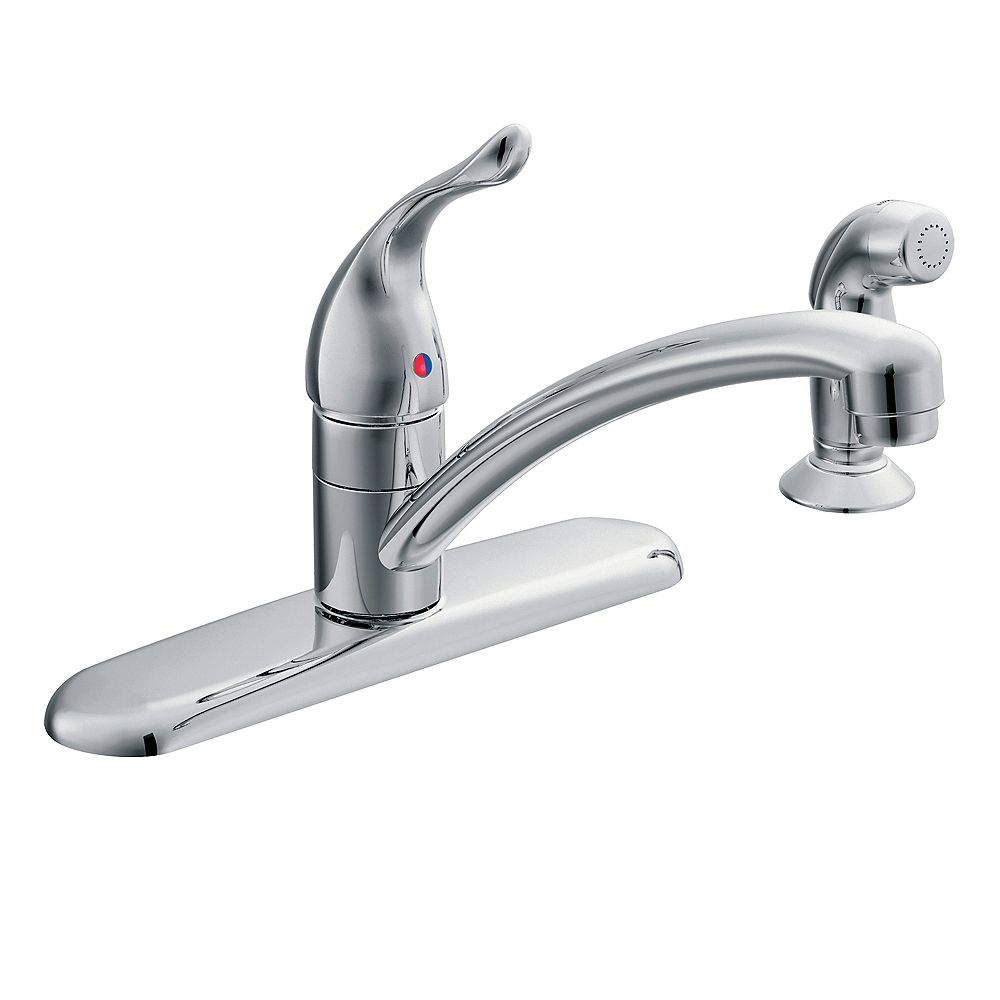 Moen Chateau Single Handle Standard Kitchen Faucet With Side Sprayer In Chrome The Home Depot Canada