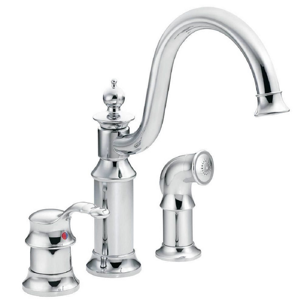 MOEN Waterhill HighArc SingleHandle Standard Kitchen Faucet with Side Sprayer in Chrome The