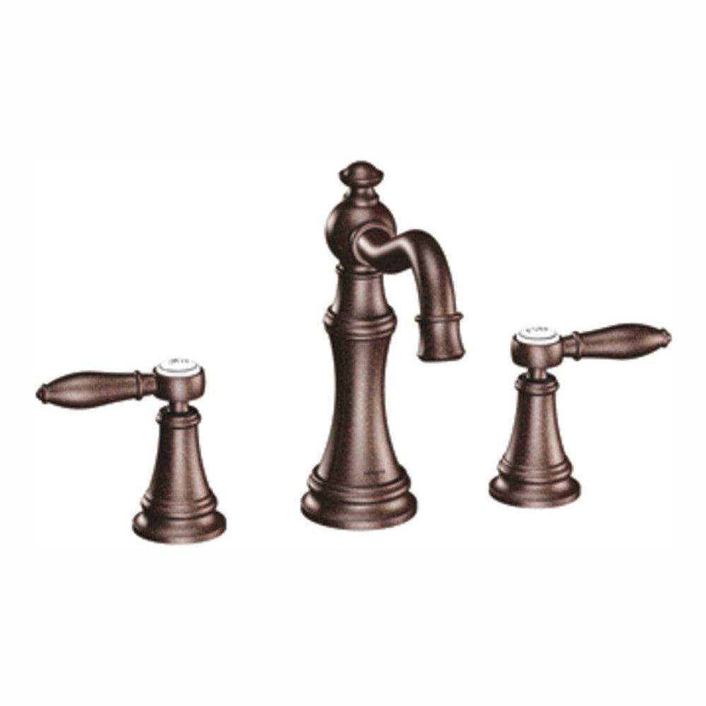 MOEN Weymouth 8-inch Widespread 2-Handle High-Arc Bathroom Faucet Trim ...