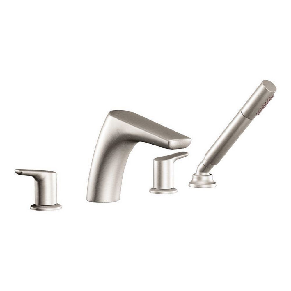 MOEN Method 2Handle LowArc Roman Tub Faucet Trim Kit with Handshower in Brushed Nickel