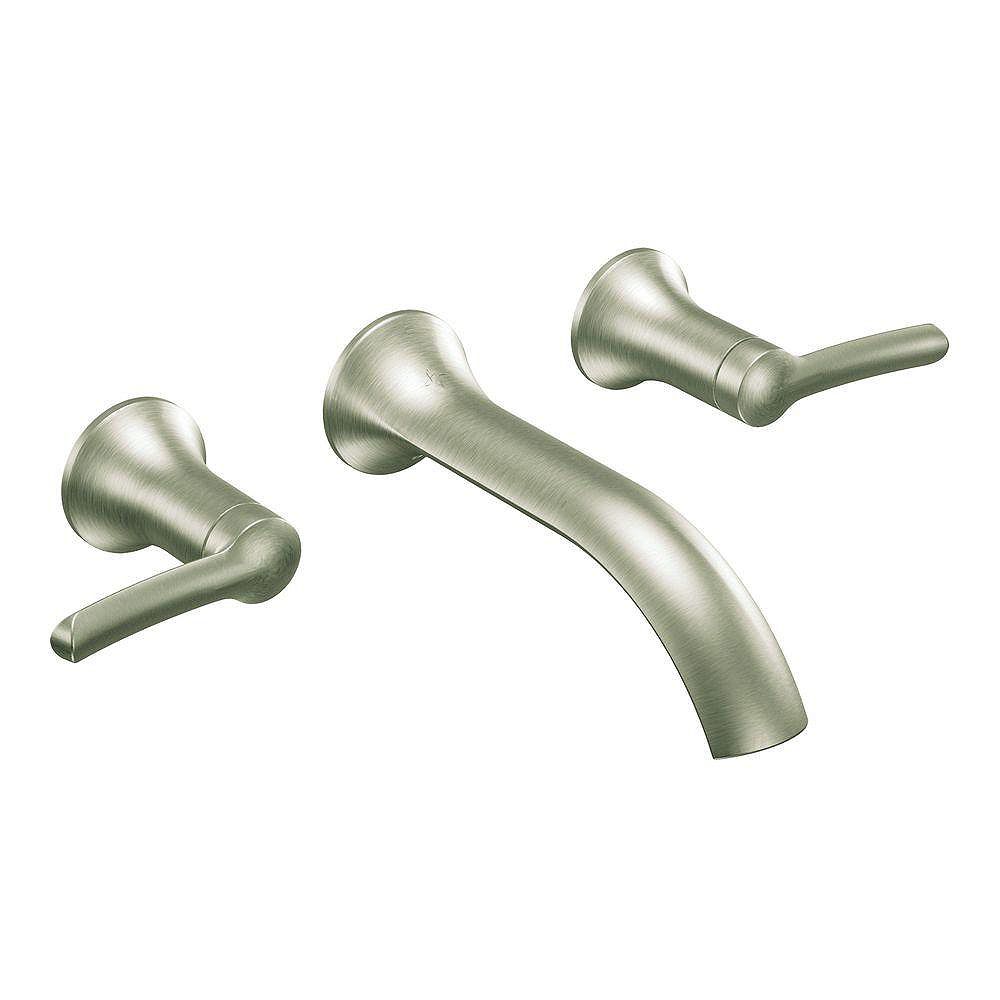MOEN Fina 2Handle WallMount Bathroom Faucet in Brushed Nickel Finish