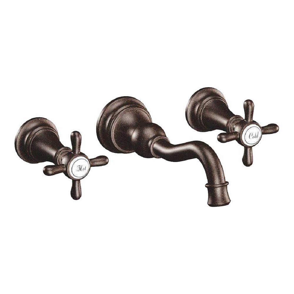 MOEN Weymouth 2Handle Wall Mount HighArc Bathroom Faucet in Oil Rubbed Bronze (Valve Sol