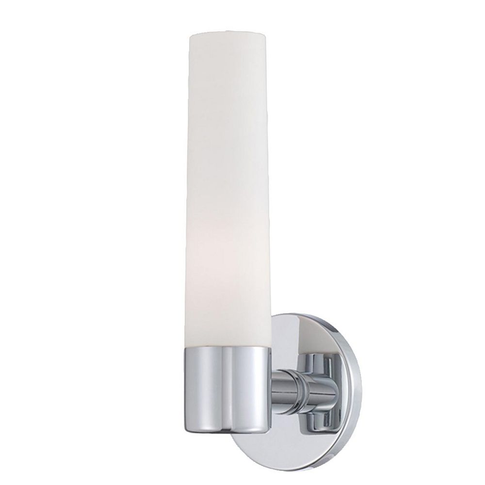 Eurofase Vesper Collection 1 Light Chrome Wall Sconce With Frosted Glass Shade The Home Depot 3902