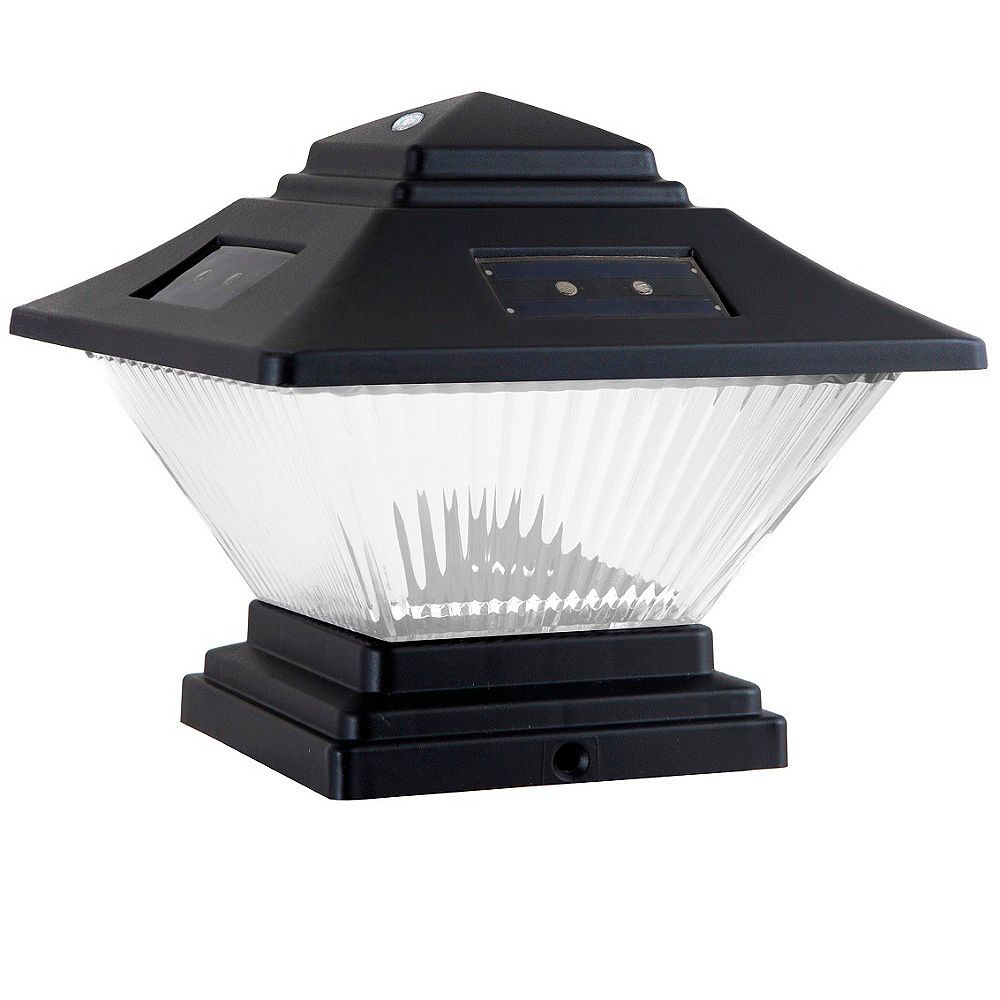 Hampton Bay Solar Black Dual Mount Integrated LED Post Cap Deck Lights