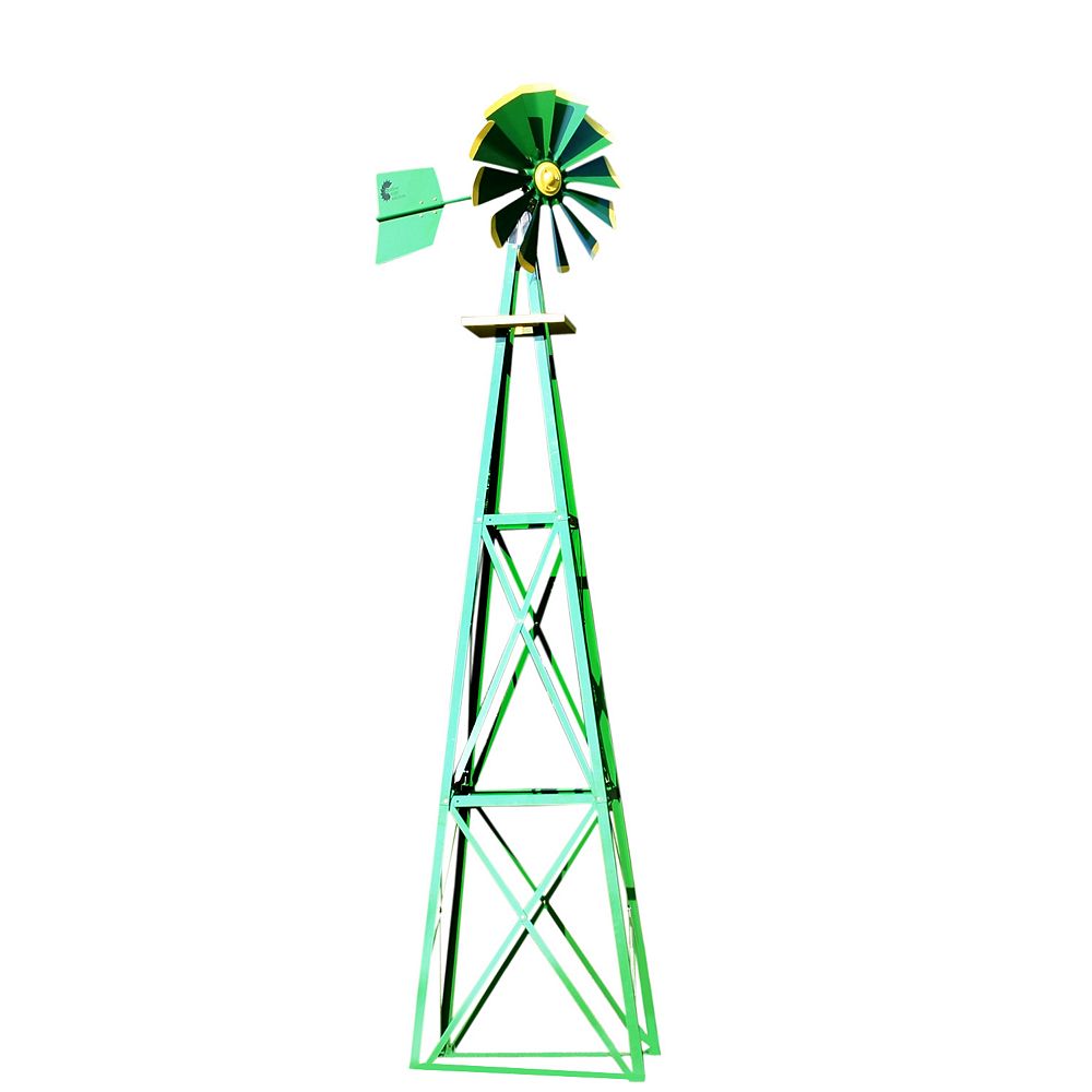 Outdoor Water Solutions Green And Yellow Powder Coated Backyard Windmill Large The Home Depot Canada