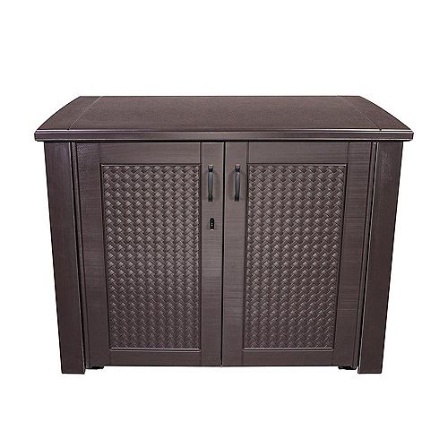 Patio Chic 16.4 cu. ft. (123 Gal.) Resin Basket Weave Patio Cabinet in Brown