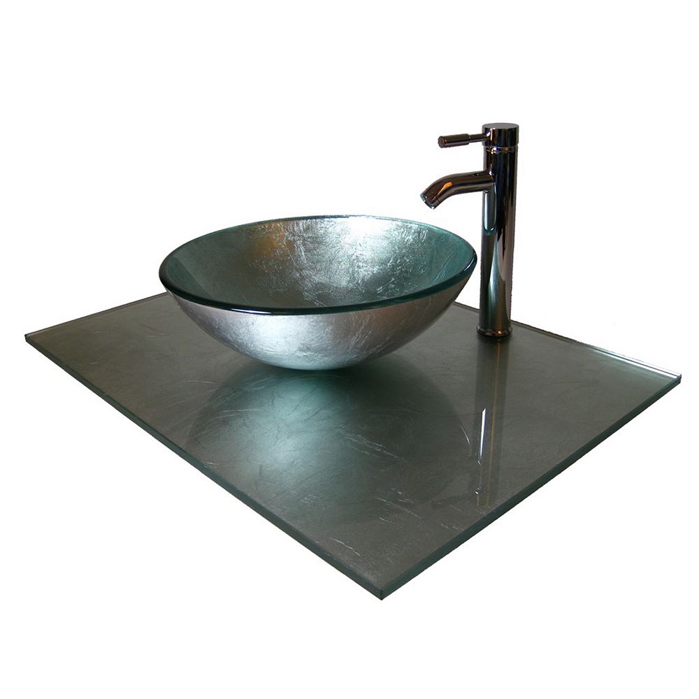Bionic 31Inch W Glass Vanity Top in Silver Foil The Home Depot Canada