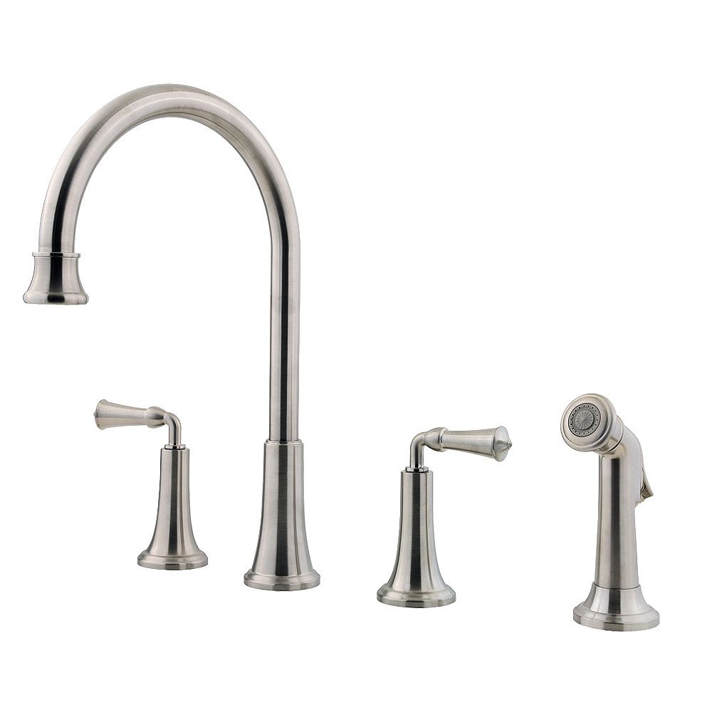 Pfister Bellport 2-Handle 4-Hole High-Arc Kitchen Faucet with Side Home Depot Stainless Steel Faucet