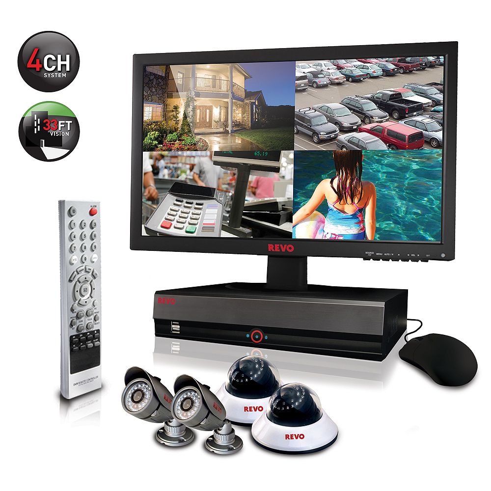 Revo America Security Surveillance System with 4 Channel 5G DVR4, 18.5