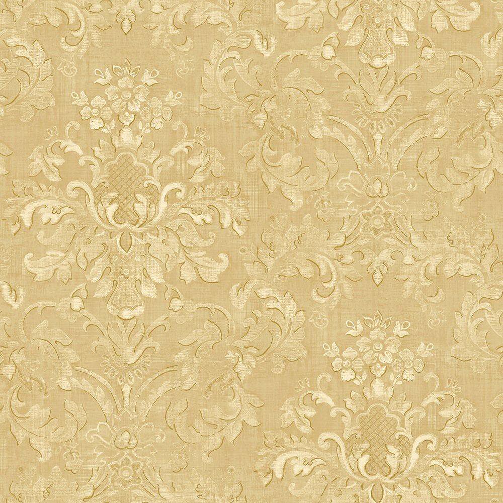 The Wallpaper Company 20.5 In. W Beige Floral Damask Watercolor