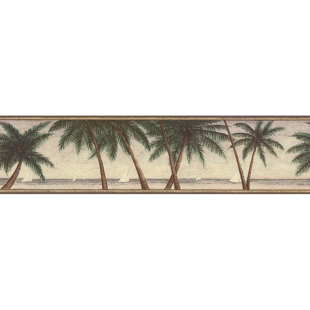 The Wallpaper Company 6.3 In. H Green Palm Tree Border The Home Depot
