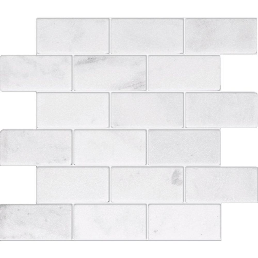 Modamo 2Inch x 4Inch Carrara Marble Tumbled Mosaic Tile The Home