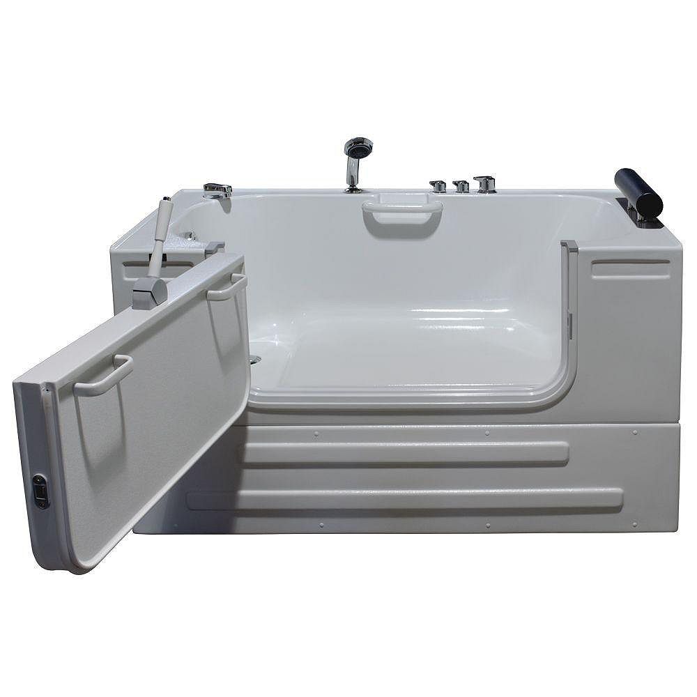 Homeward Bath Neptune 59 in. x 33 in. SitIn Soaking Bathtub in White