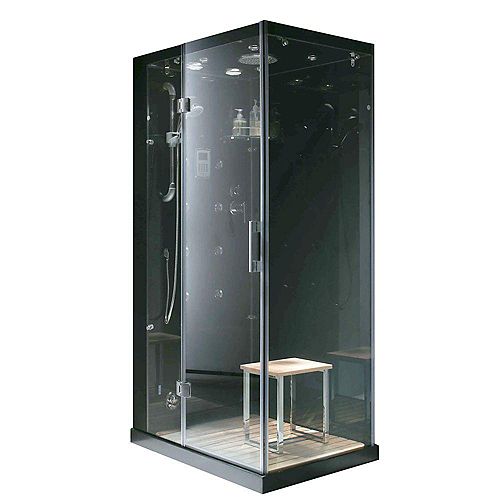 Jupiter Plus 43 in. x 31 in. x 86 in. Steam & Shower Enclosure in Black with Left Hand Side Unit