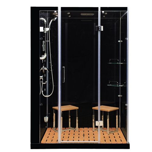 Orion Plus 59 in. x 40 in. x 86 in. Steam & Shower Enclosure in Black, LHS Unit and Bluetooth Audio