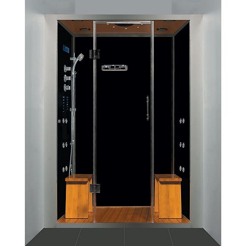 Galaxy 60 in. x 37 in. x 88 in. Steam & Shower Enclosure in Black with Quick Heating Steam Generator