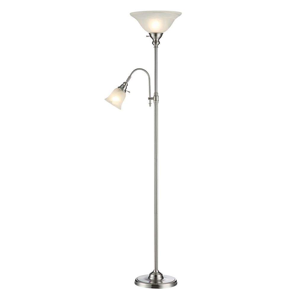Hampton Bay 70 5 Inch Floor Lamp With Reading Light In Brushed Steel Alabaster Glass The Home Depot Canada Hampton Bay 70 5 Inch Floor Lamp With, Floor Lamp With Reading Light Canada