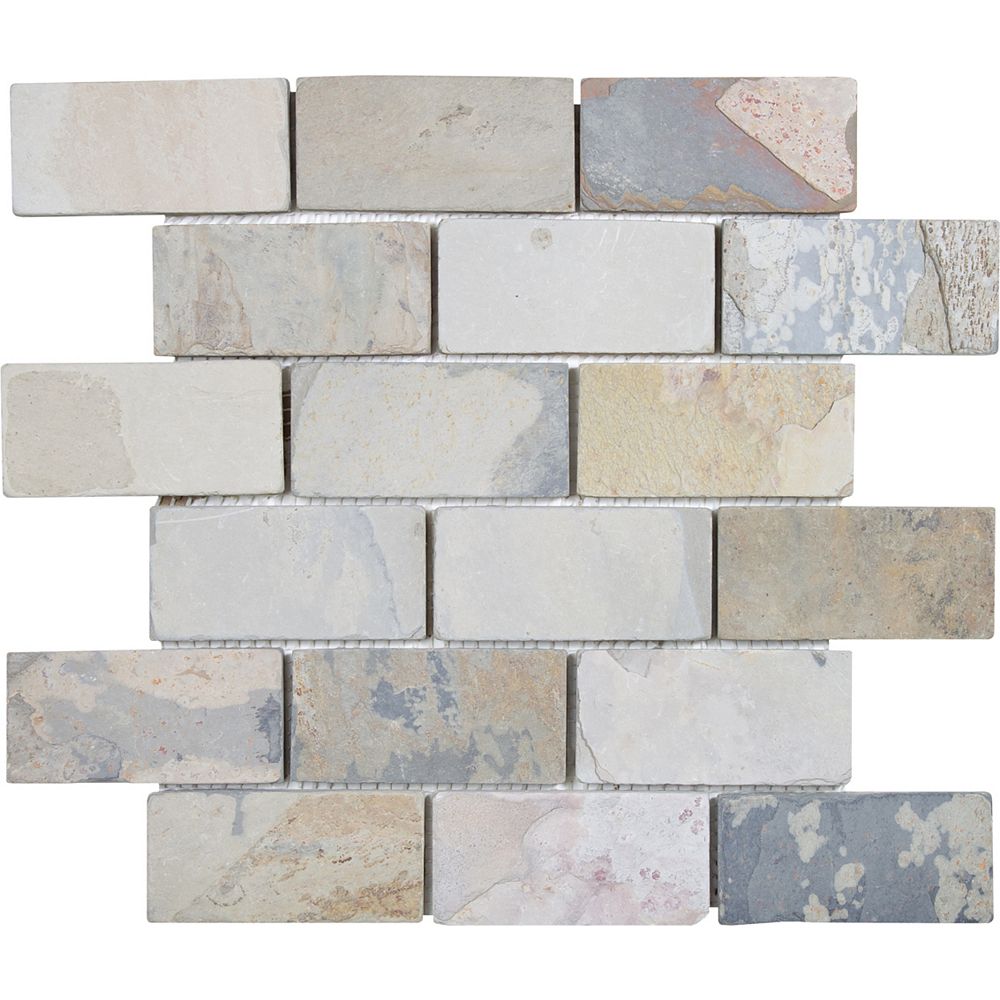 Enigma 2Inch x 4Inch Indian Autumn Slate Brick Mosaic Tile The Home